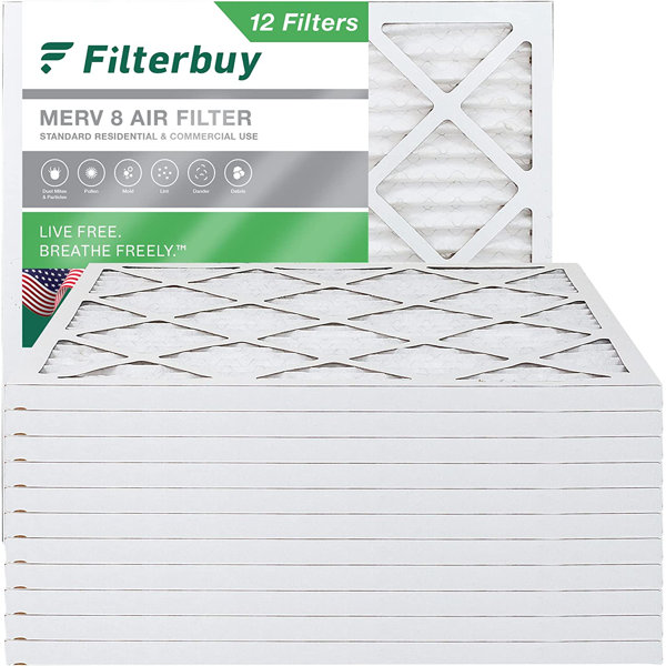 Filterbuy 22x22x1 Air Filter MERV 8, Pleated HVAC AC Furnace Filters